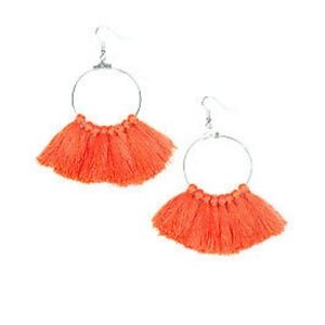 Coral Orange Tasssel Earrings